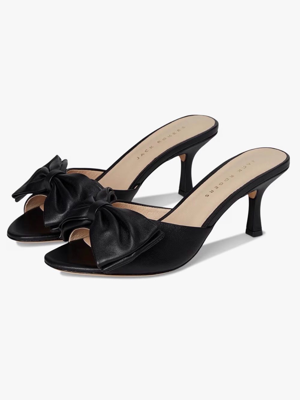 Jack Rogers-Lola Bow Mid Heel Sandals Black Size 8 New In Box.